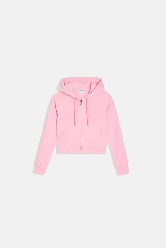 Juicy Pink Diamanté Velour Zip-through Hoodie | Juicy Couture Germany