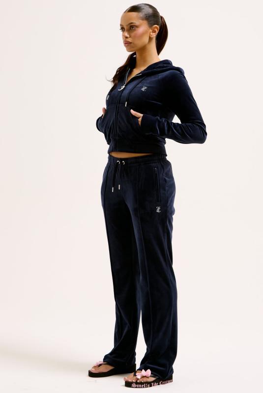 Blue Depths Velour Diamante Tracksuit Bottom Discount Juicy