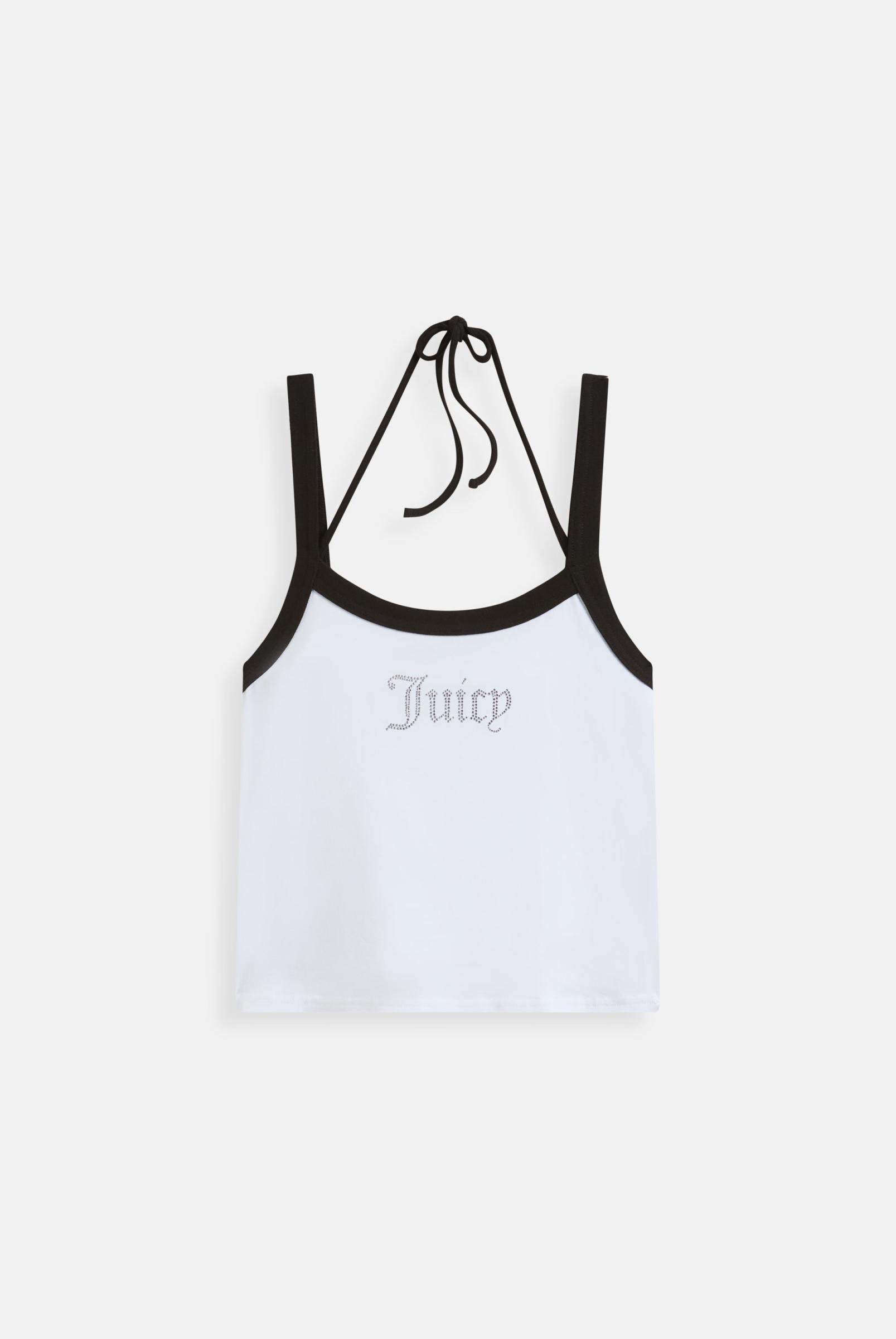 rin　Cotton Pile Cup Cami Top Cami Din Jersey Alb Cu Logo Juicy Diamante | Juicy