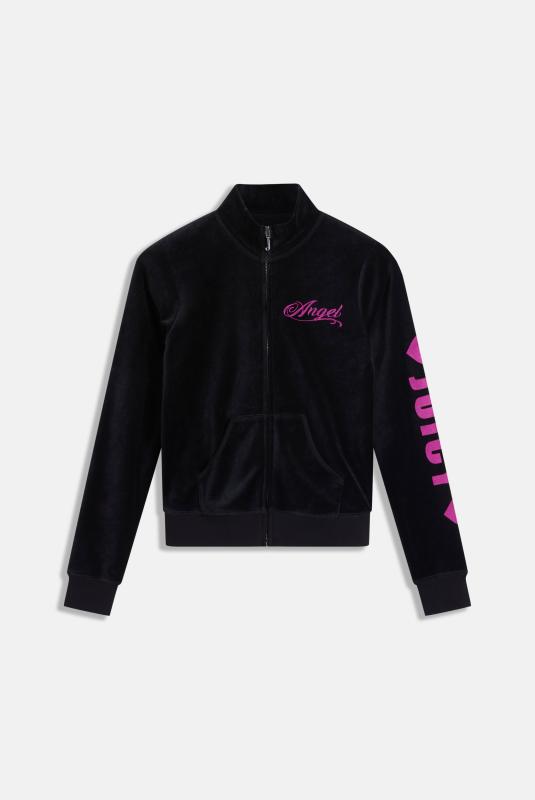Black Juicy Angel Cotton Velour Track Top | Juicy Couture Spain