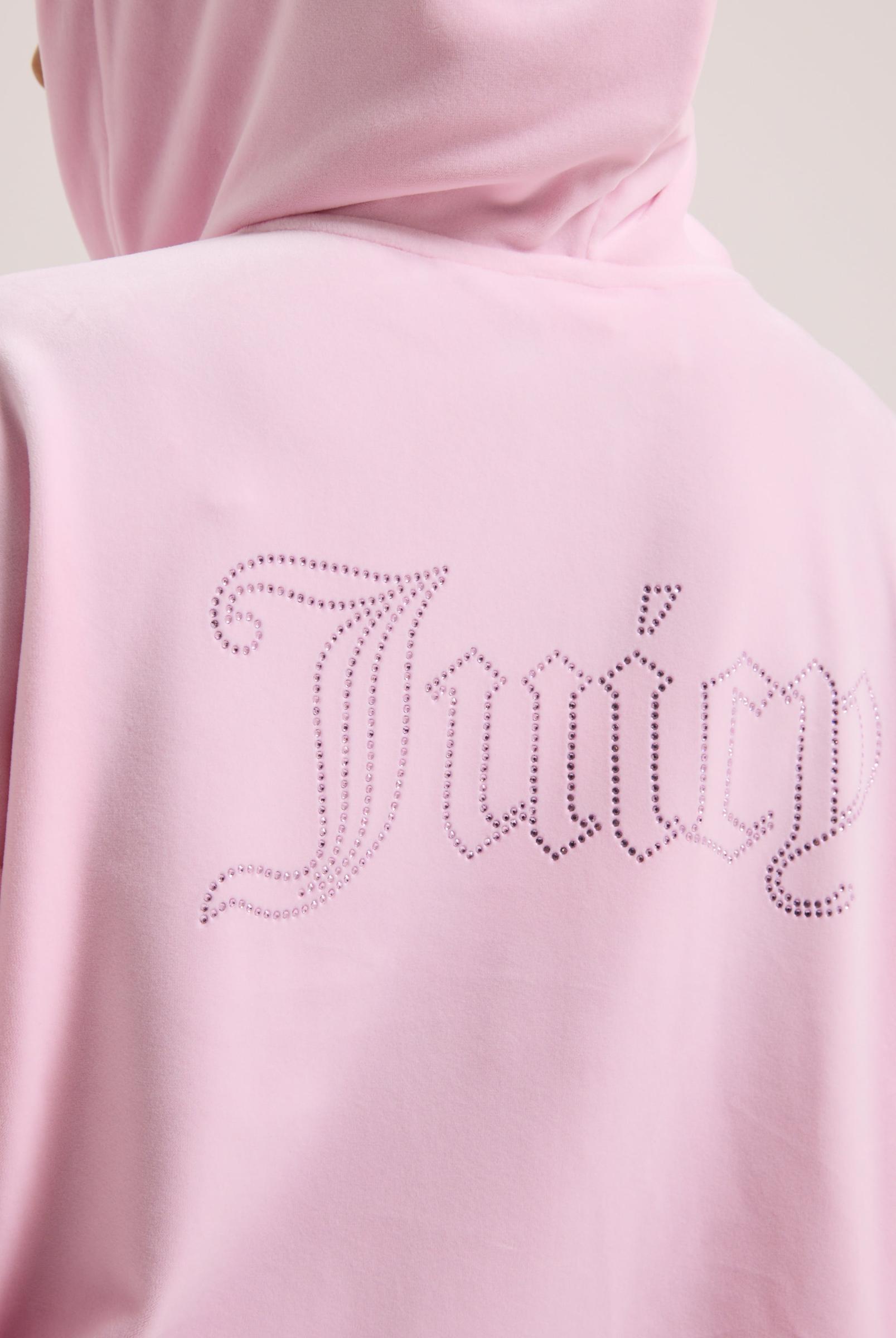 Flori De Cireș Contur Diamante Oversized Cropped Velur Hoodie