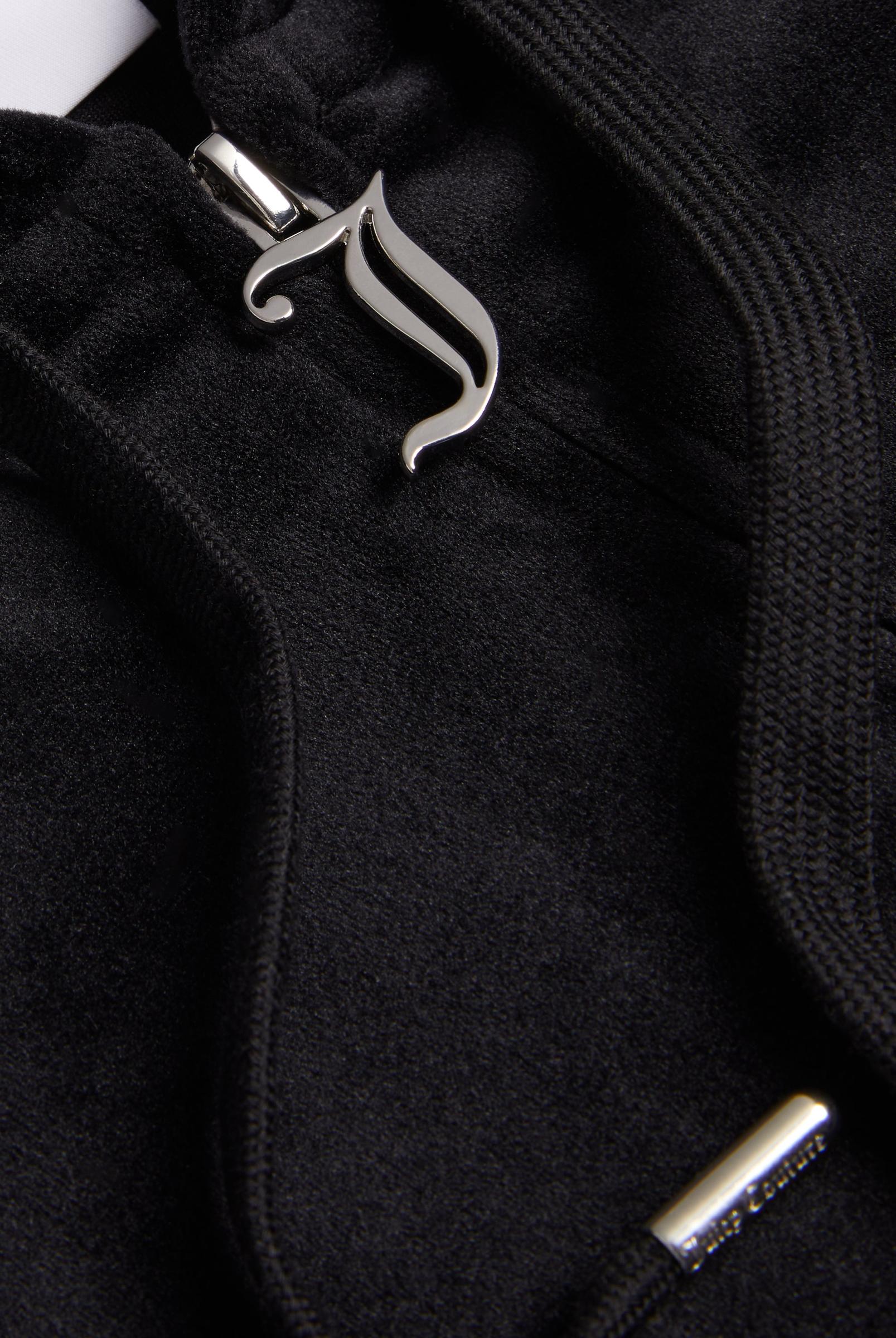 Black Diamante Velour Zip-through Hoodie | Juicy Couture Poland