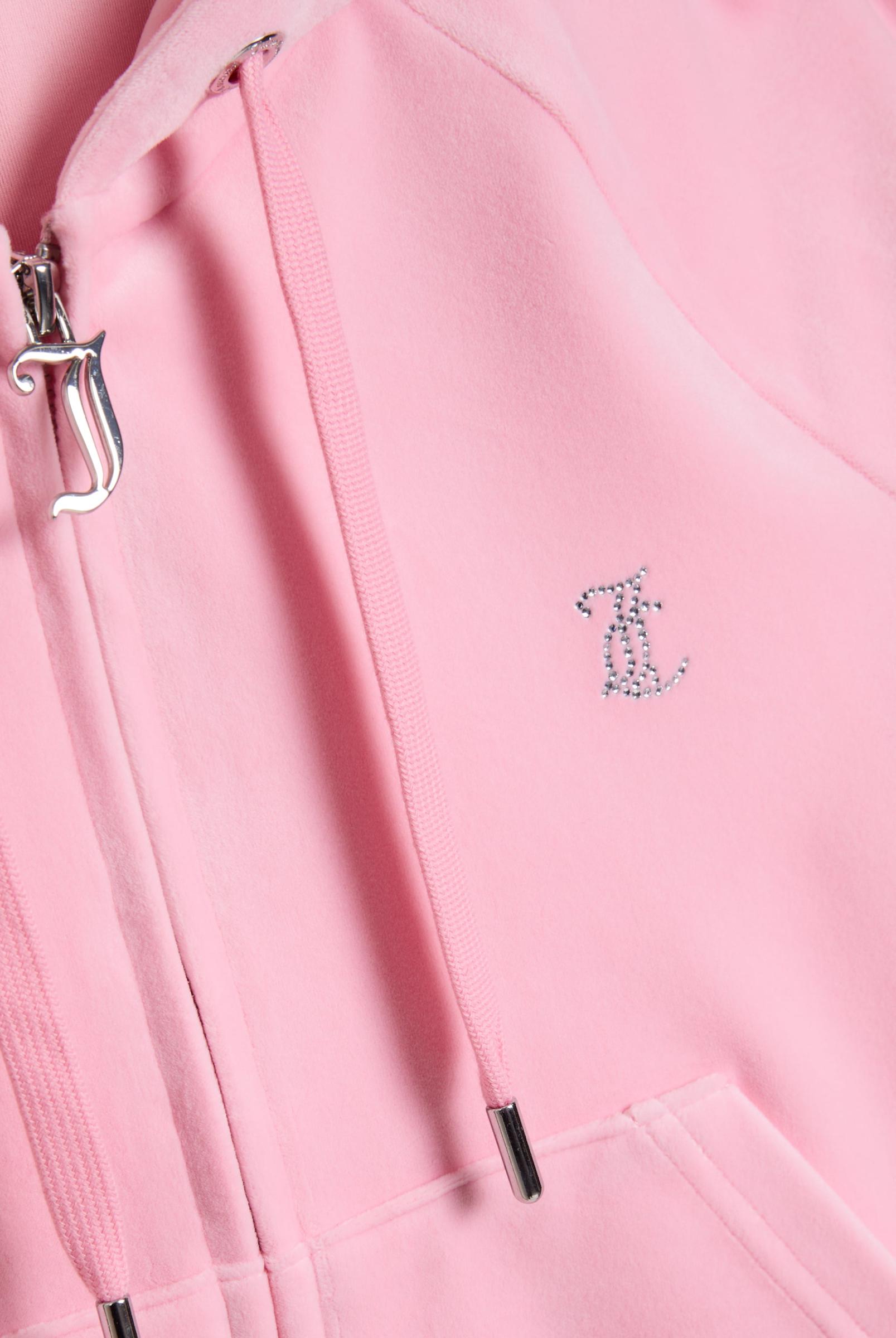 Juicy Pink Diamanté Velour Zip-through Hoodie | Juicy