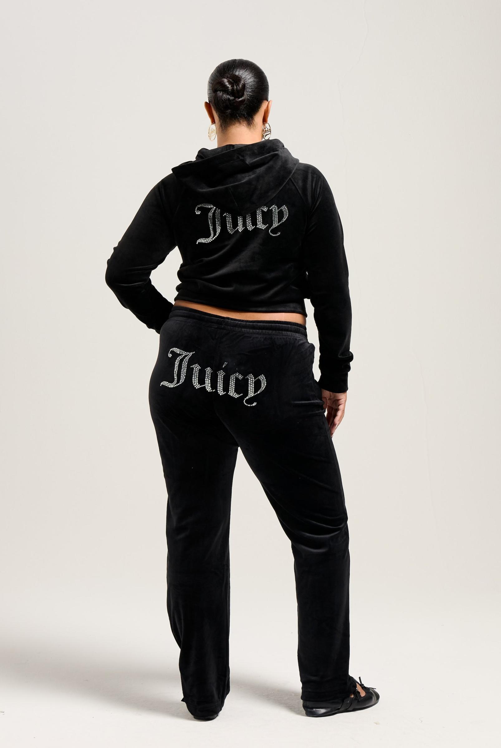【Juicy Couture】ダイアモンドロゴ 上下セット 海外限定 Black Buy Juicy Couture Black Slim Diamante Hoodie & Tracksuit Set