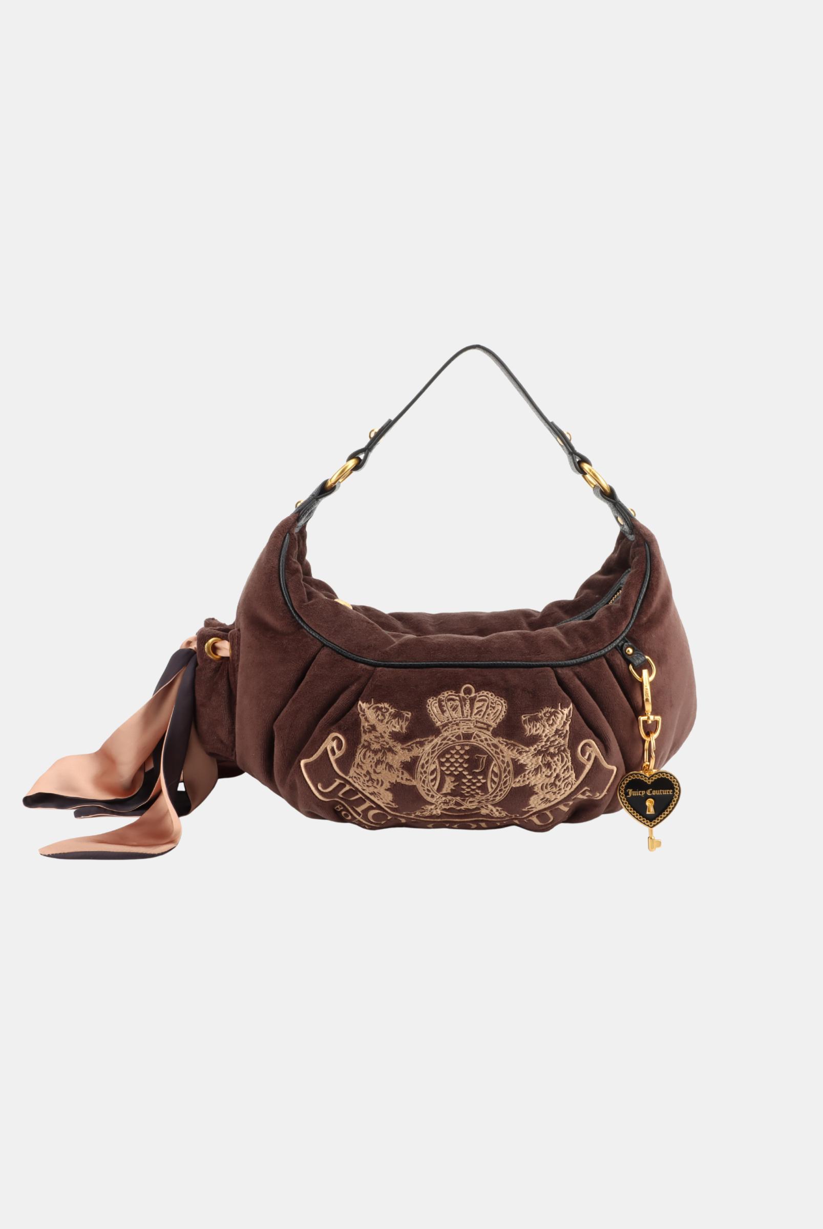 Chocolate Crest Velour Hobo Bag | Juicy Couture Portugal