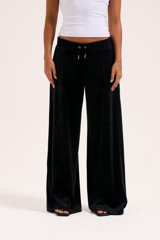 Pantalon FREE PEOPLE Noir Dentelle Velours - Jambes Larges Taille 68 - Neuf Avec étiquettes