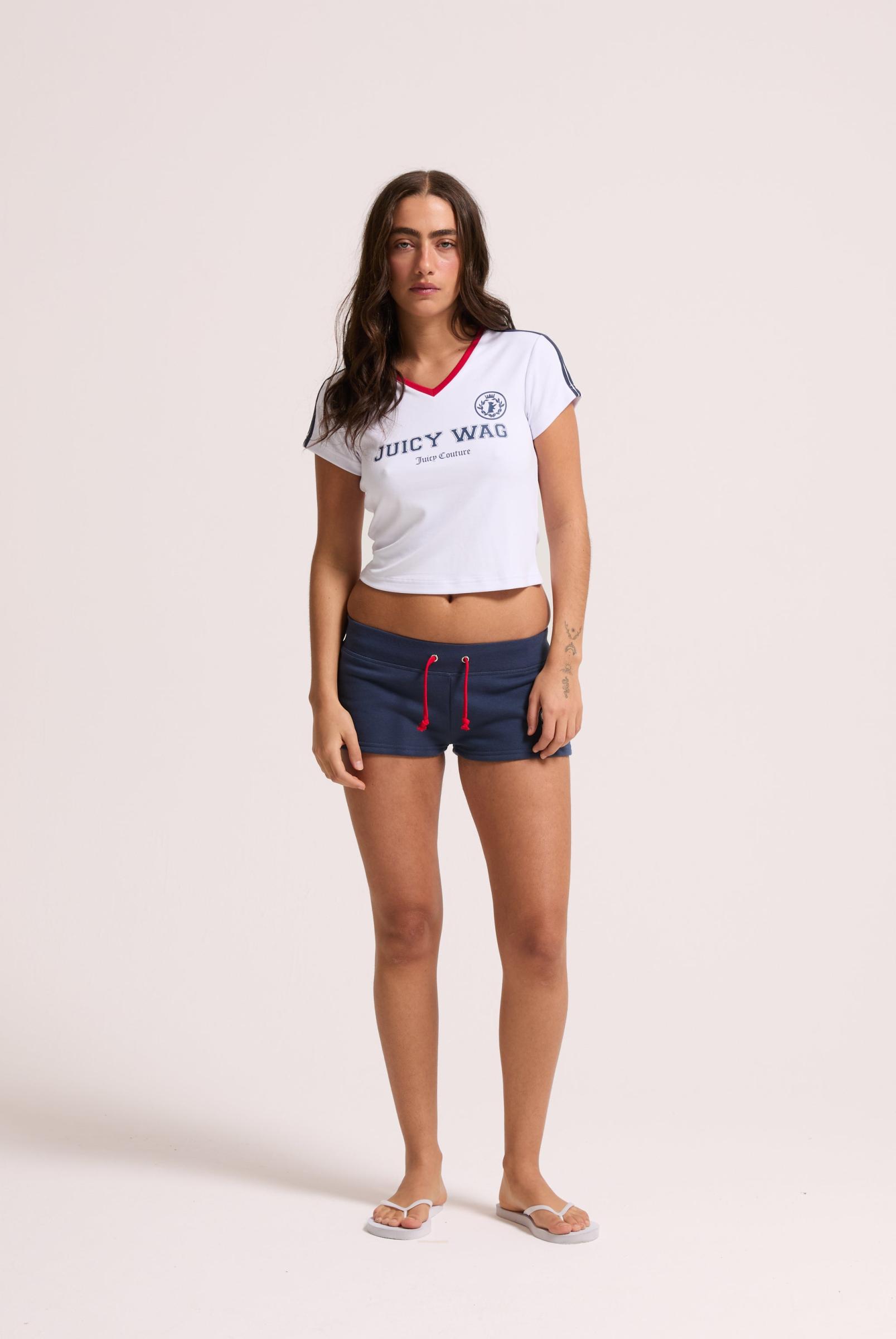 White Juicy Wag V Neck T-shirt | Juicy Couture Austria