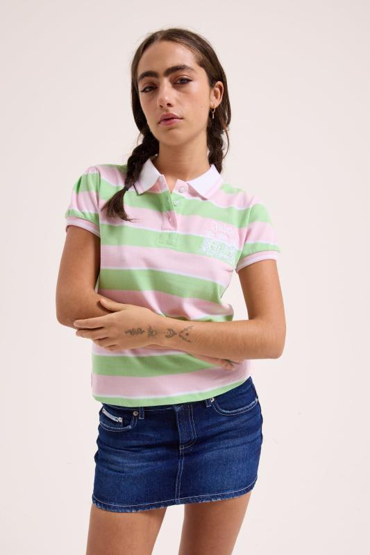 green emerald velvet dress Juicy Couture Peplum Dress In Green Pink Stripe