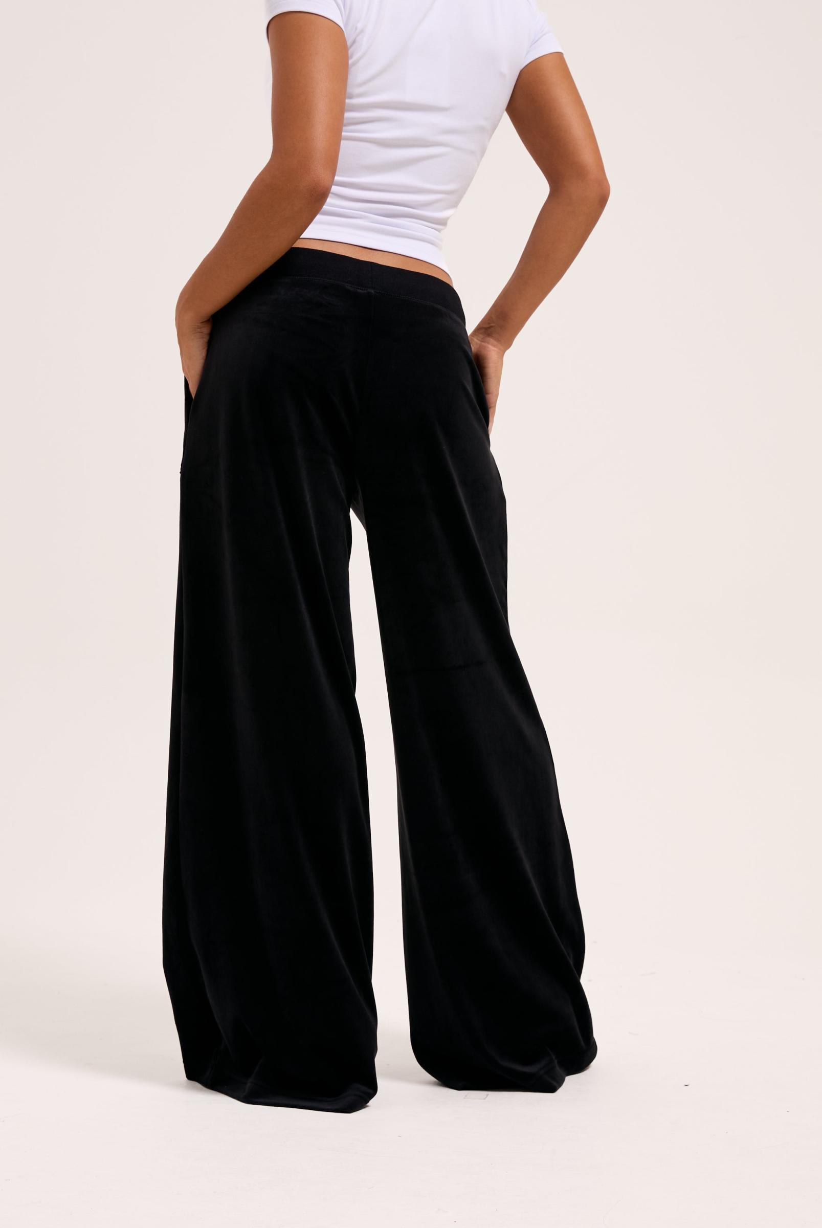 Pantalon FREE PEOPLE Noir à Jambes Larges - Taille 68, Doublé Dentelle - Neuf Avec étiquettes