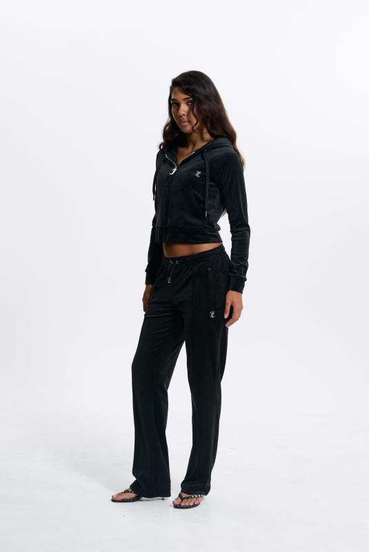 Black Diamante Velour Zip-through Hoodie | Juicy Couture Austria