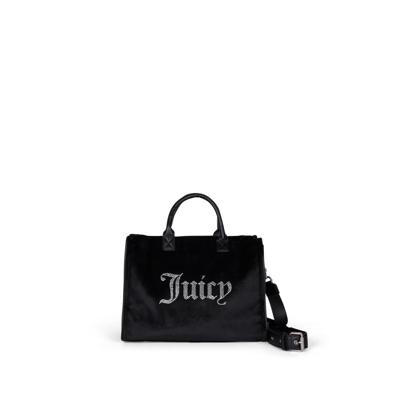 Medium Black Velour Diamante Tote Bag Juicy Couture Switzerland