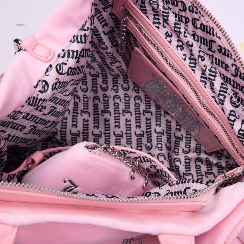 Juicy Pink Bolso Tote Mediano De Terciopelo Con Diamantes Juicy