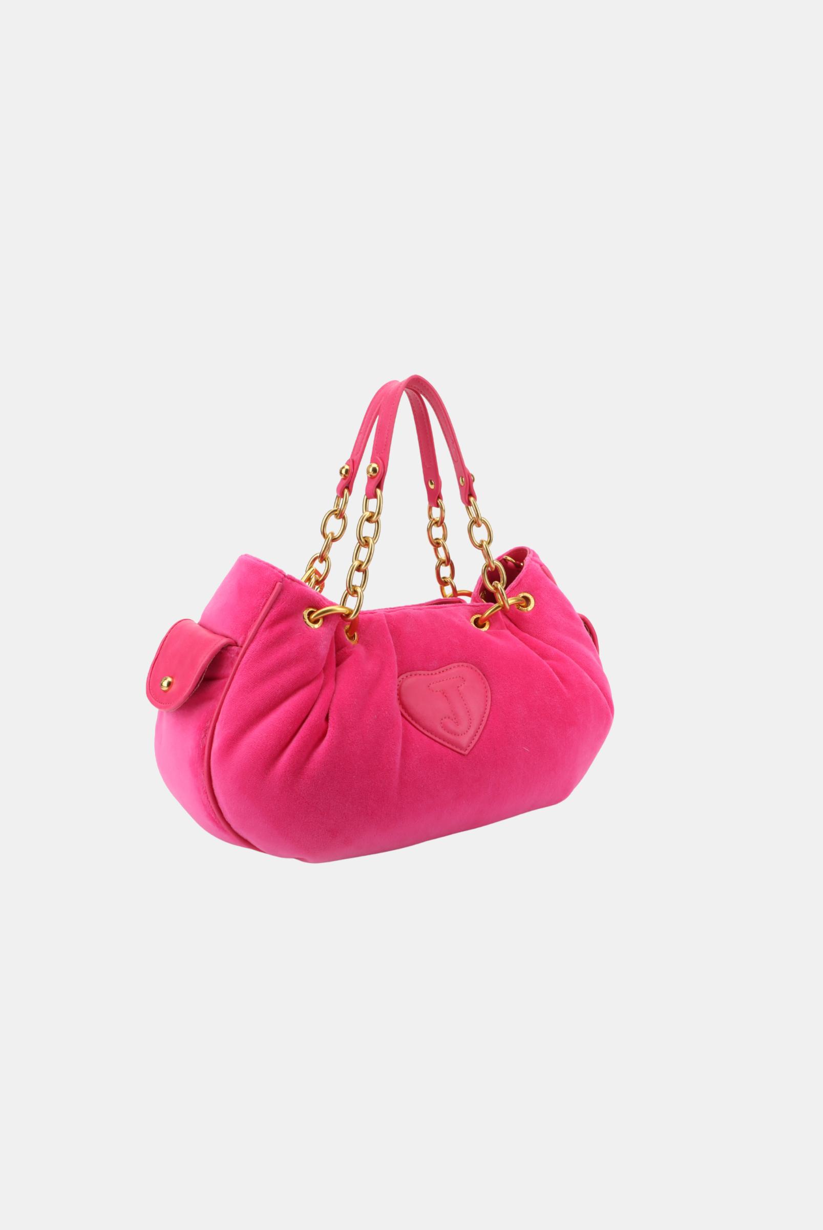 Pink Yarrow Chain Handle Daydreamer Crest Velour Bag | Juicy