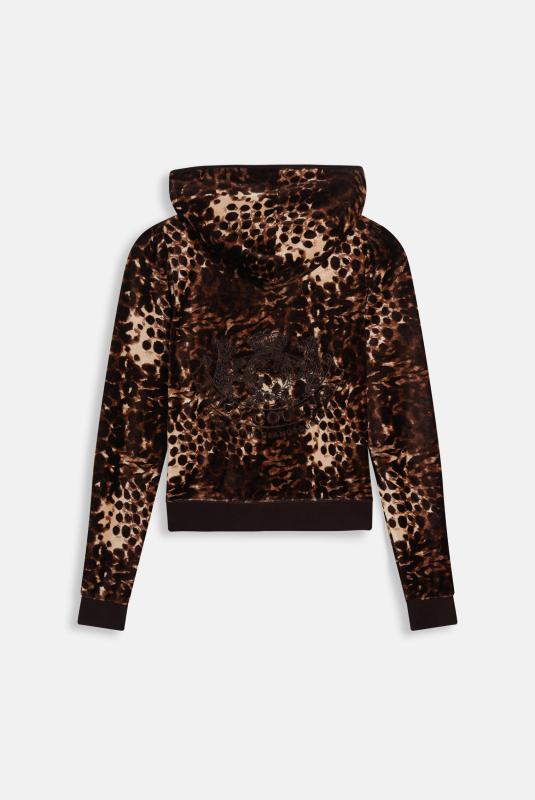 Java Leopard Print Puff Sleeve Bamboo Velour Hoodie | Juicy