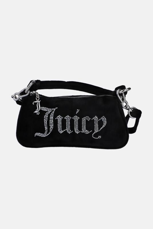 希少■JUICY COUTURE ベロア ハンドバッグ ブラック×シルバー ジューシークチュール/トートバッグ/黒×アイボリー/ベロア