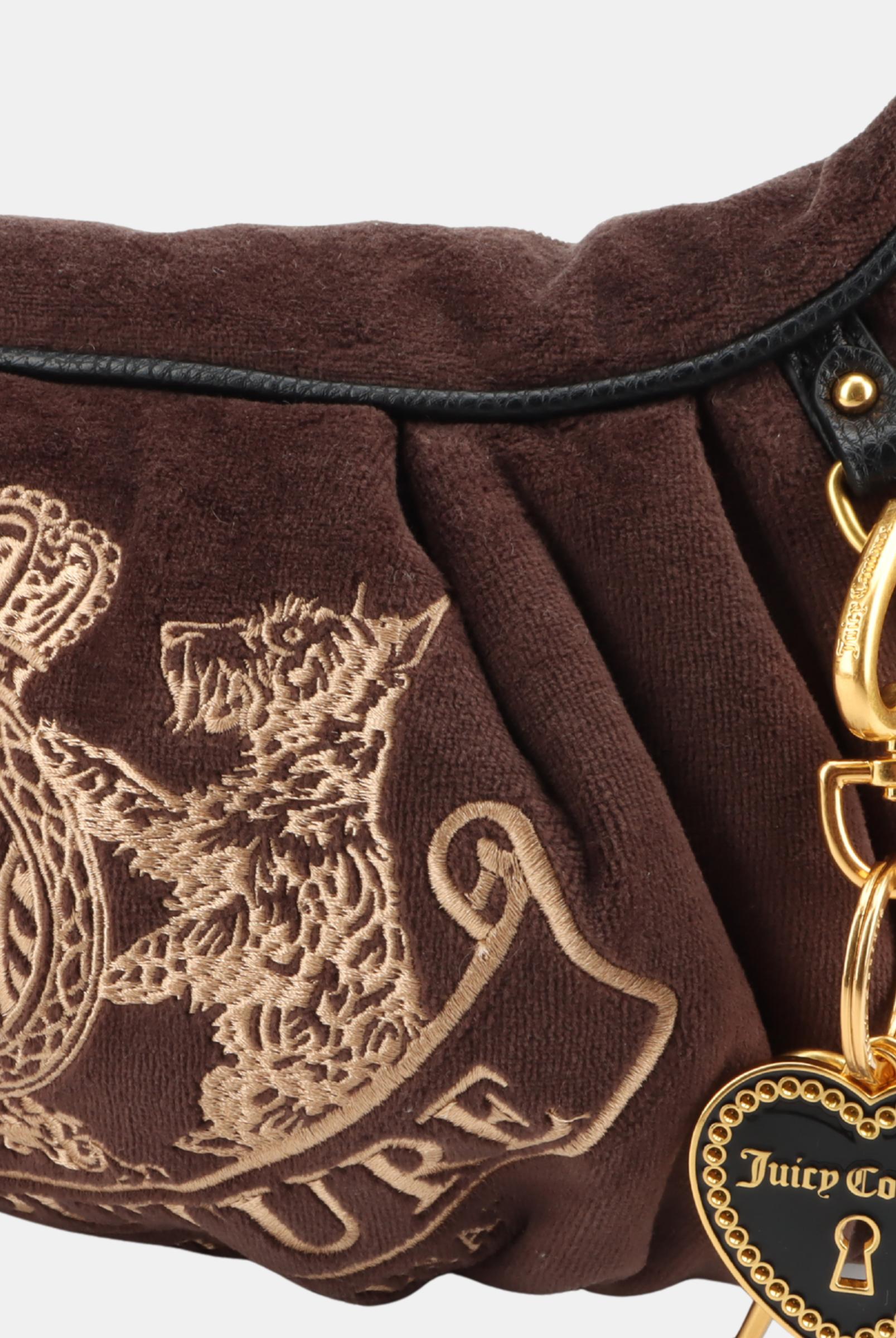 新品未使用品タグ付き❗️Juicy Couture ショルダーバッグ ブラウン Chocolate Crest Velour Hobo Bag | Juicy Couture Austria