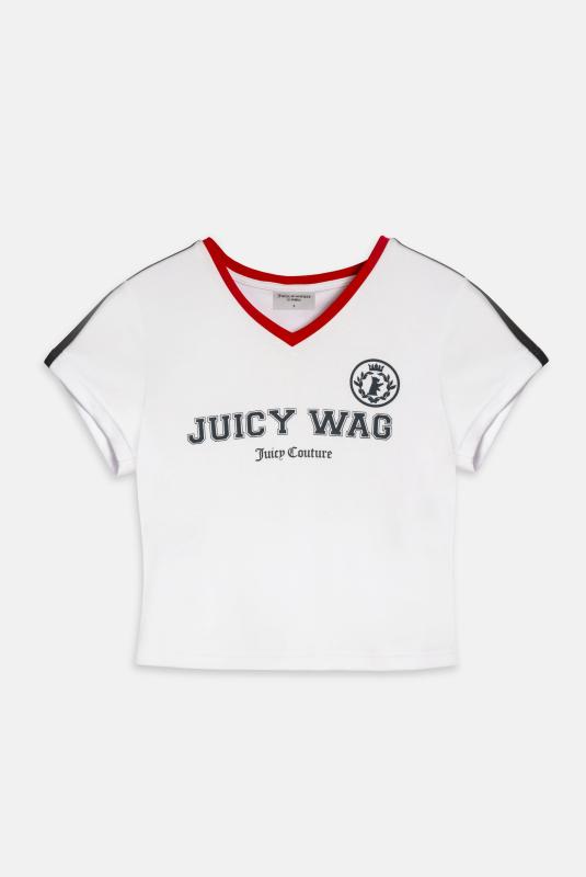 White Juicy Wag V Neck T-shirt | Juicy Couture Austria