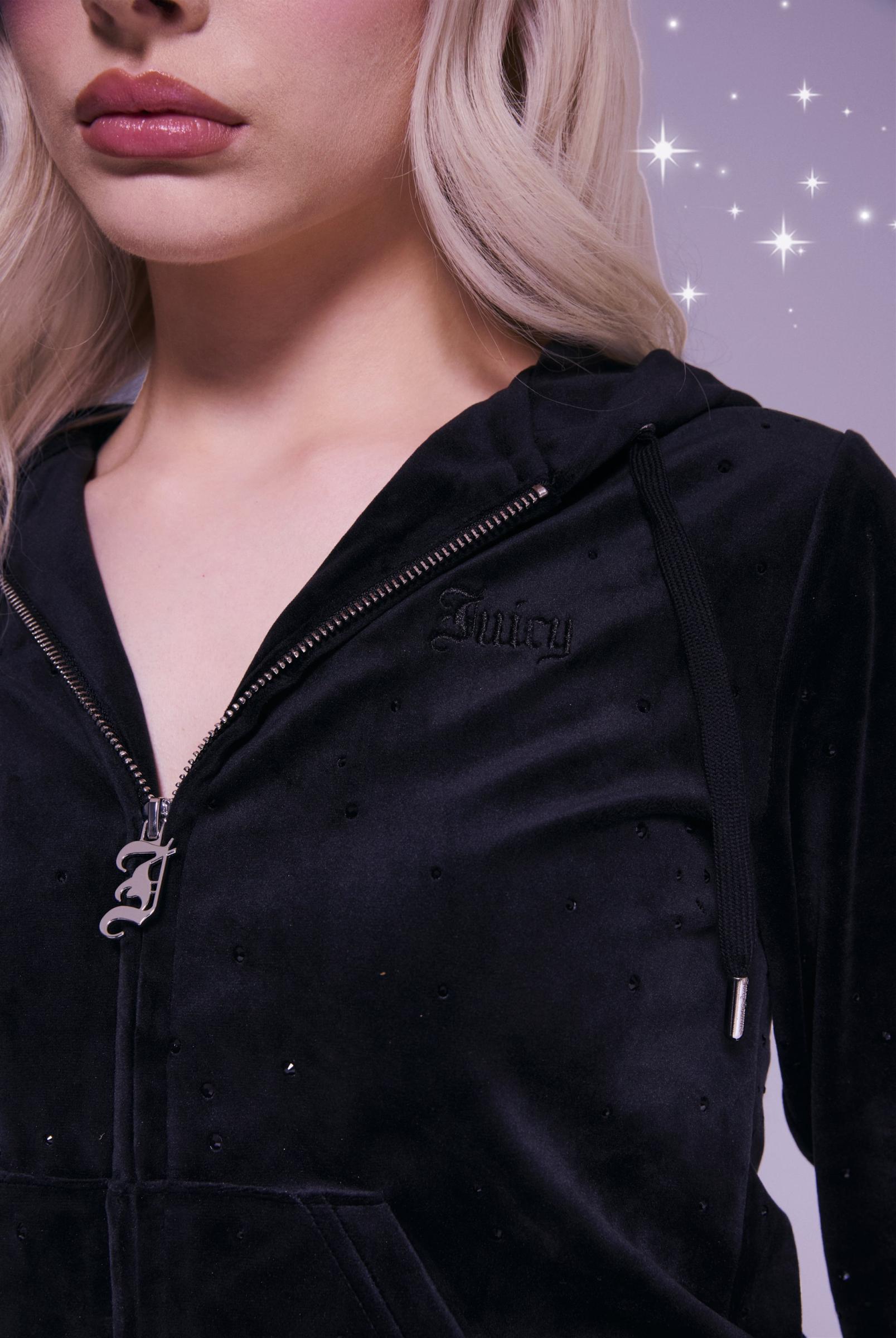Zwarte Zwarte Hoodie Met Rode Roos En Uitsparingen Op De Mouwen main image 1