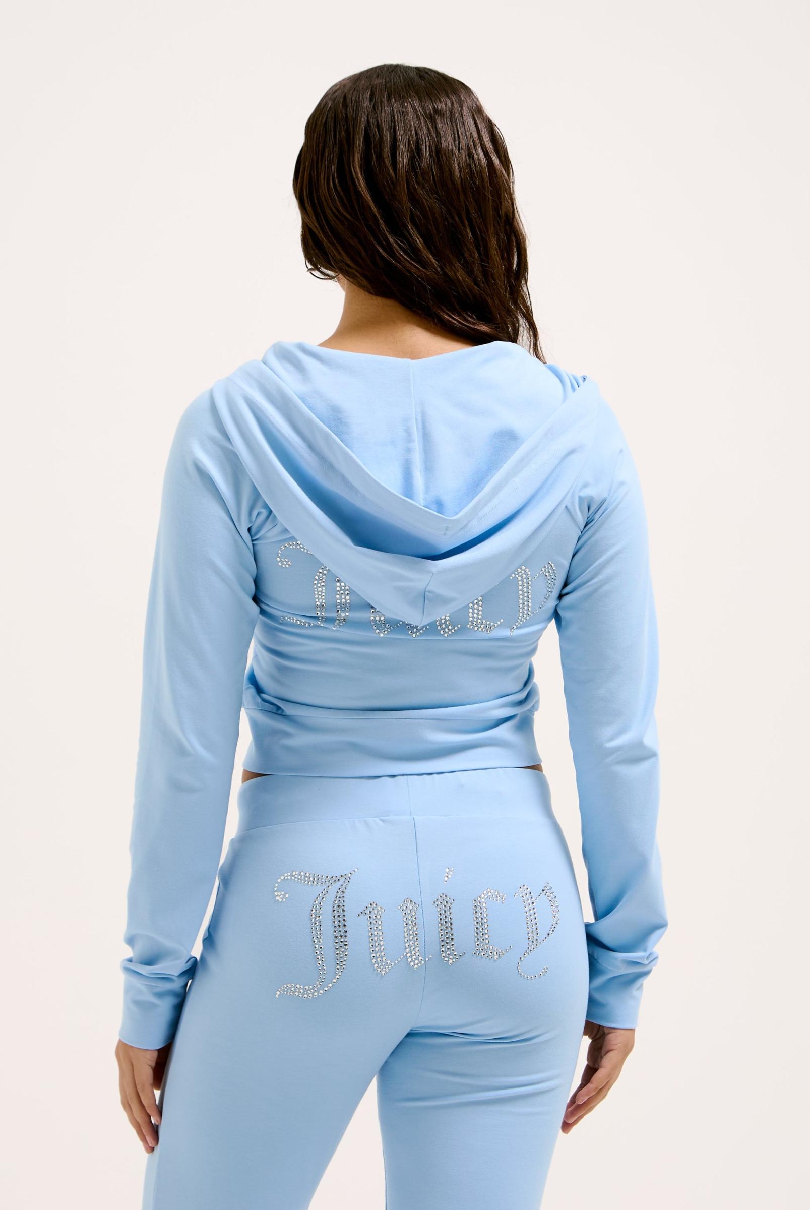 JUICY COUTURE ジューシークチュール トラックパンツ 水色 Powder Blue Low Rise Luxury Jersey Diamanté Track Pant