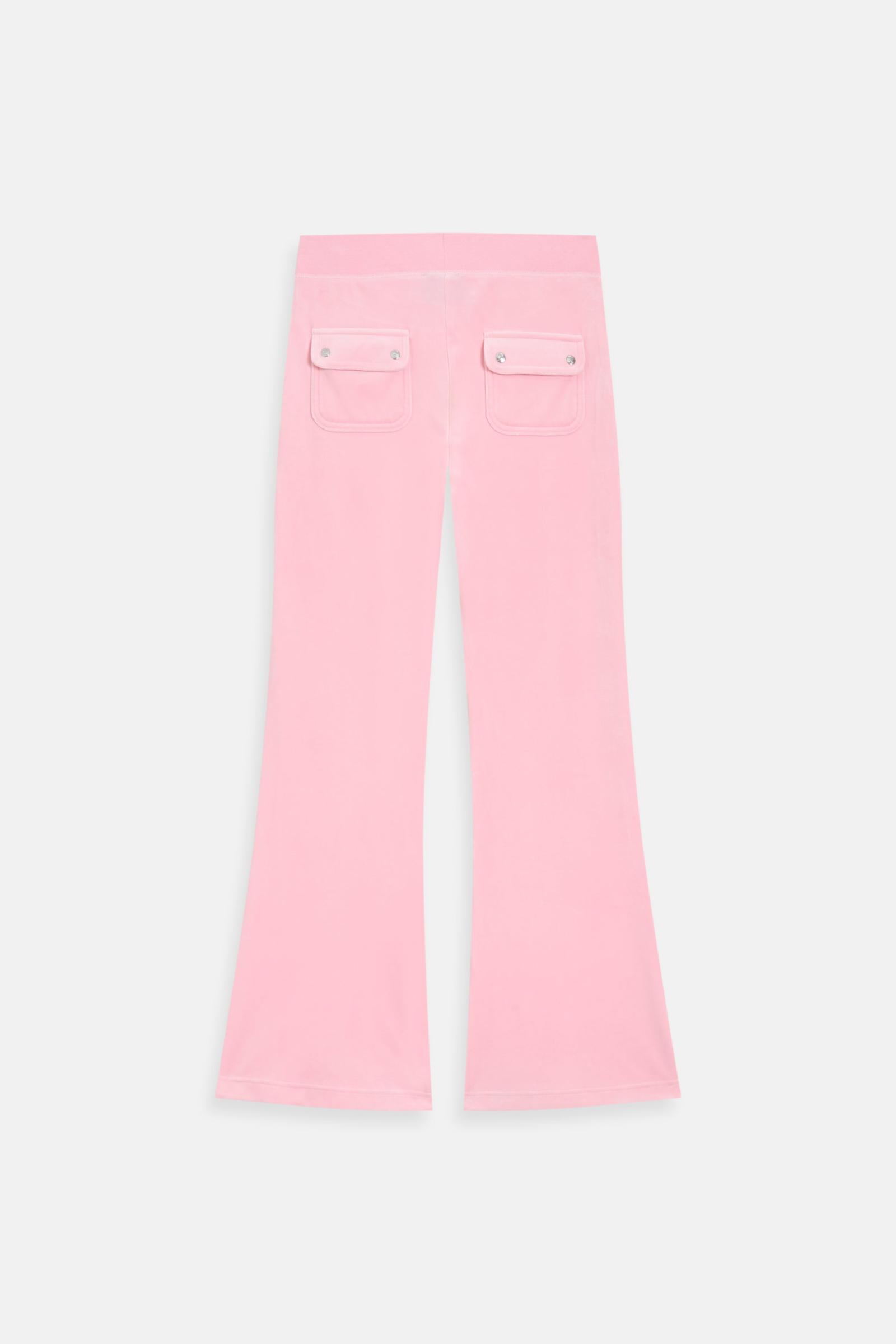 Juicy Pink Low Rise Flare Classic Velour Track Pant | Juicy