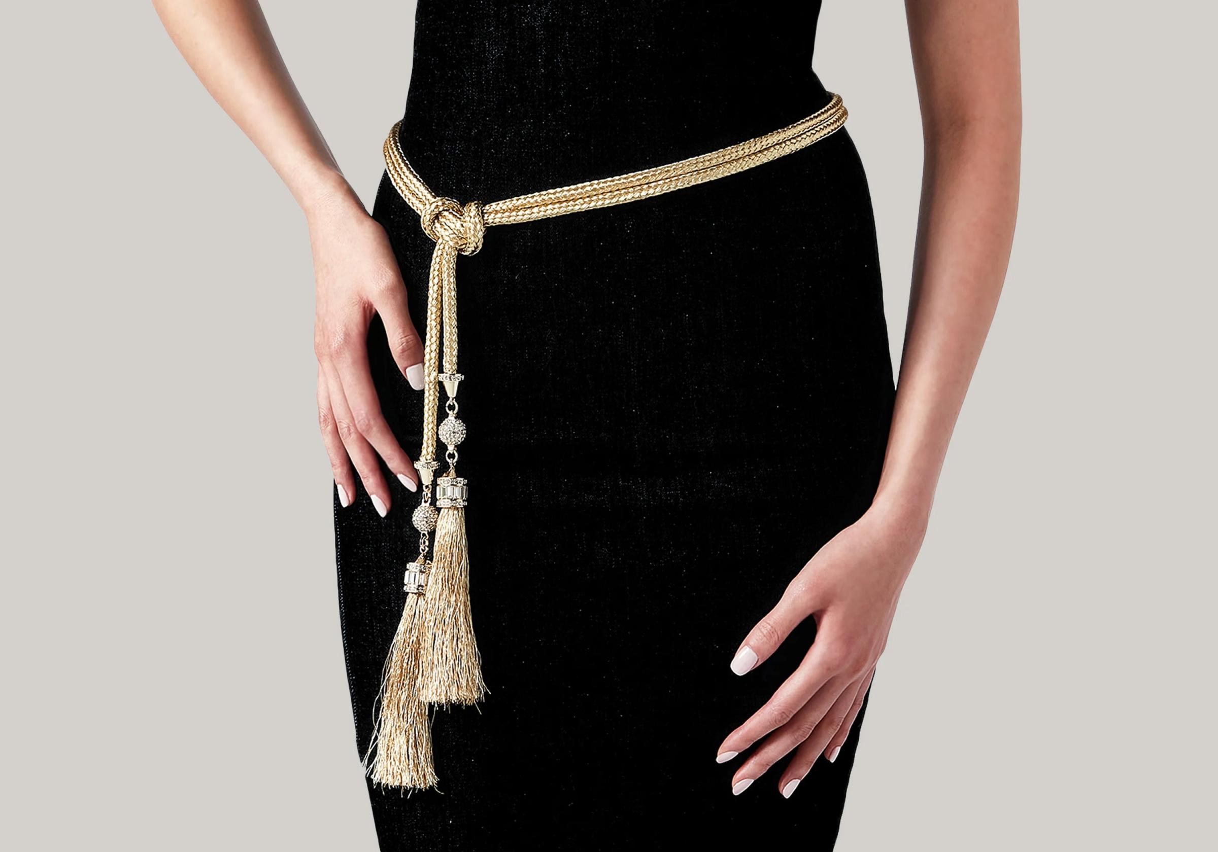 クリスタル・タッセル・ベルト シャンパン | Judith Leiber 日本公式