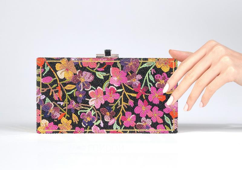 【美品】Louren flower jacquard clutch bag Saint Laurent floral-jacquard Clutch Bag | Black | FARFETCH