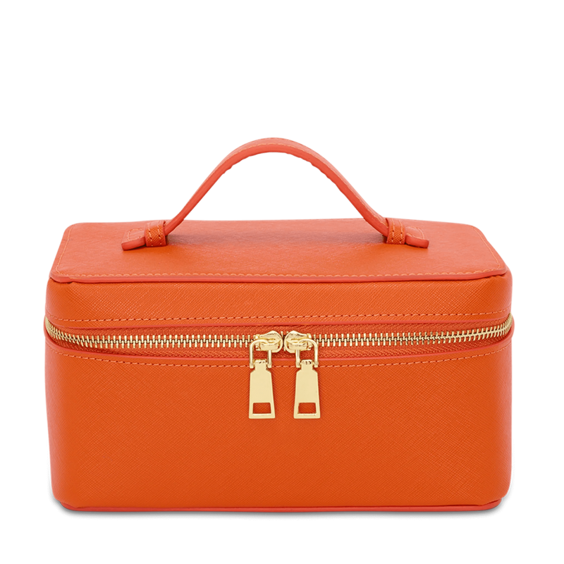 Leather Vanity Case - Orange | Lily & Bean USA - Luxury