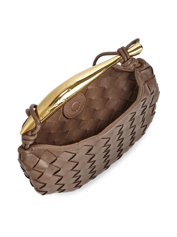 #3: حقيبة كتف صغيرة من الجلد المجدول من السردين - رمادي داكن