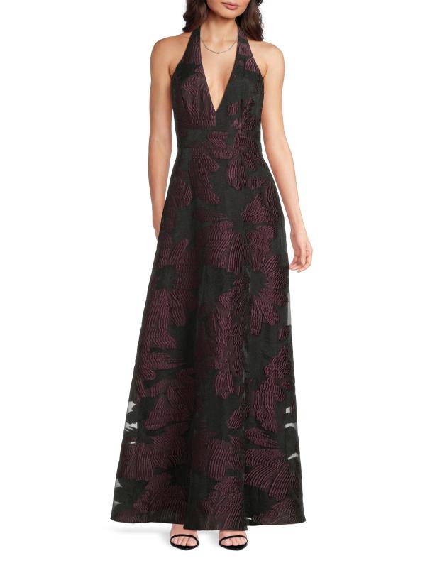 #5: فستان أورجانزا مزين بالزهور - برقوق منتصف الليل