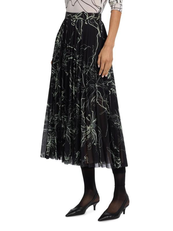 #3: تنورة متوسطة الطول مزينة بطيات مزهّرة من Scribble - ليمونسيلو أسود متعدد