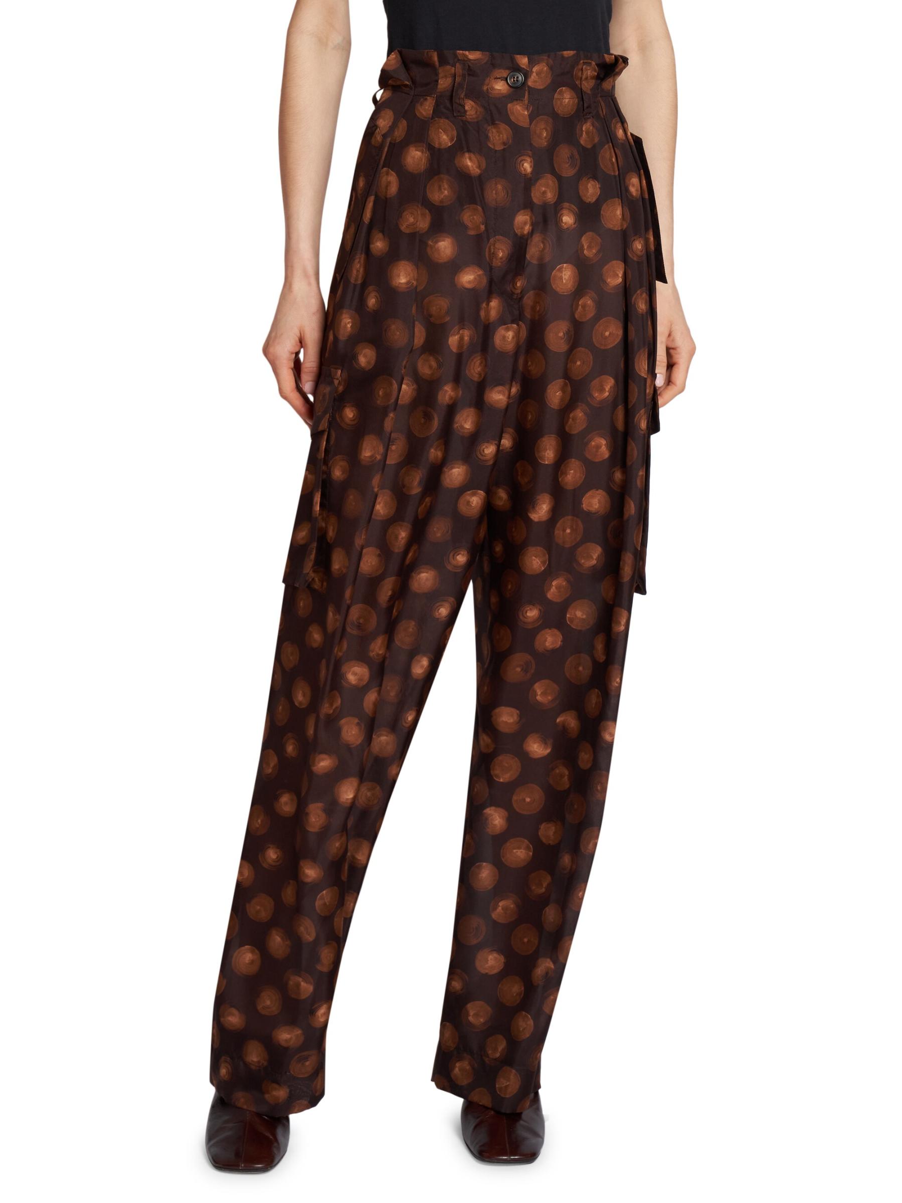 Shop Dries Van Noten - Polkam Polka Dot Silk Cargo Pants