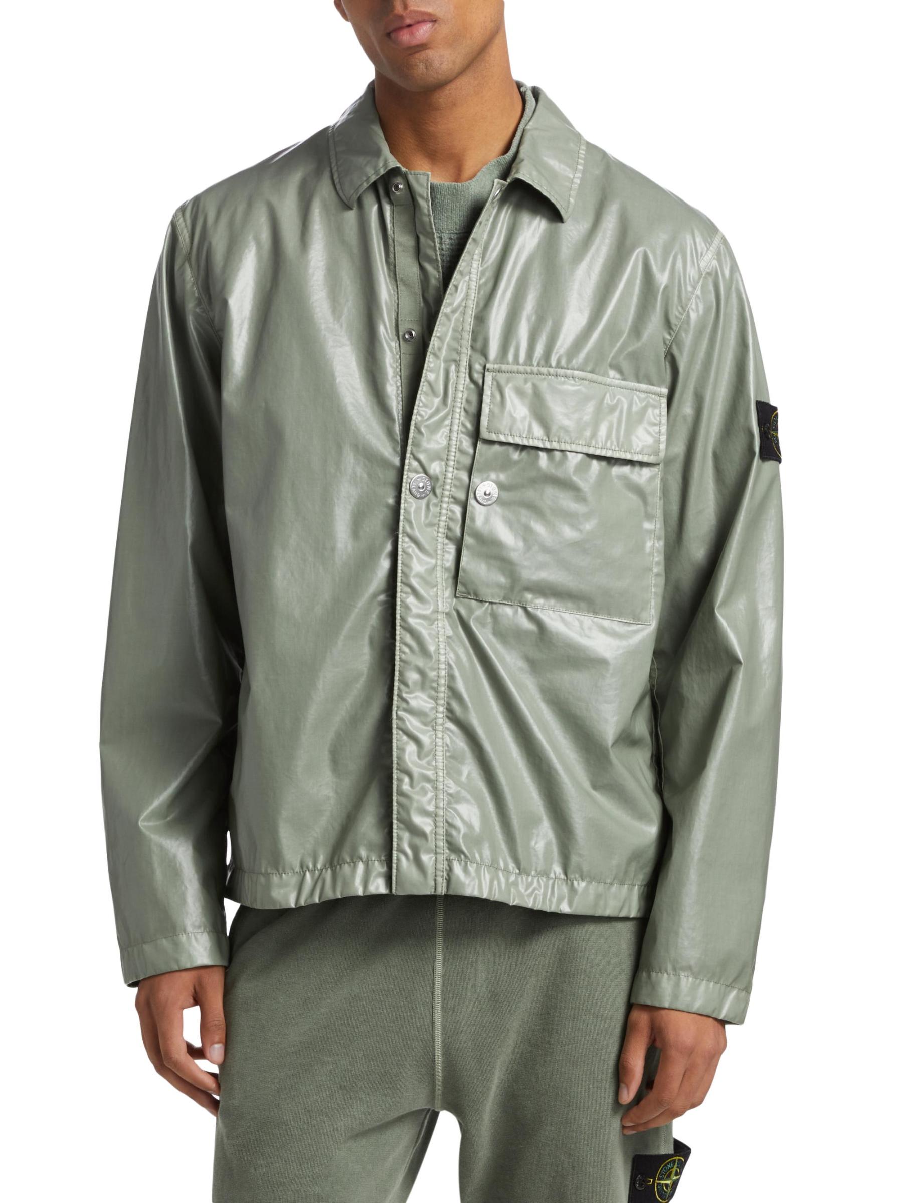 Shop Stone Island - Mussola Gommata Cotton Overshirt | Saks Fifth