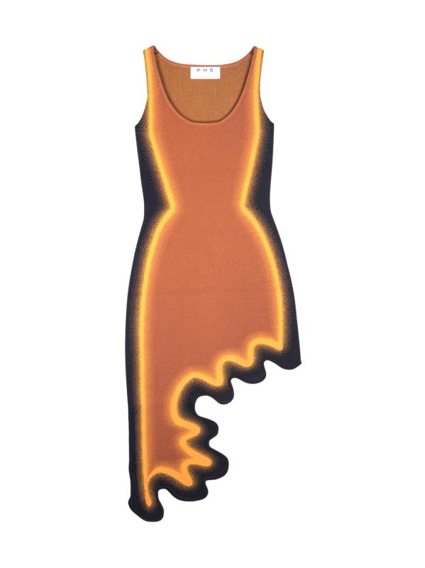 فستان أستر المتموج غير المتماثل بوجهين