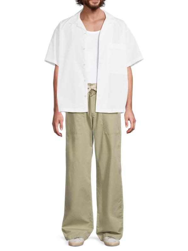 #6: قميص قطني كلاسيكي بشعار منحني - أبيض + أسود