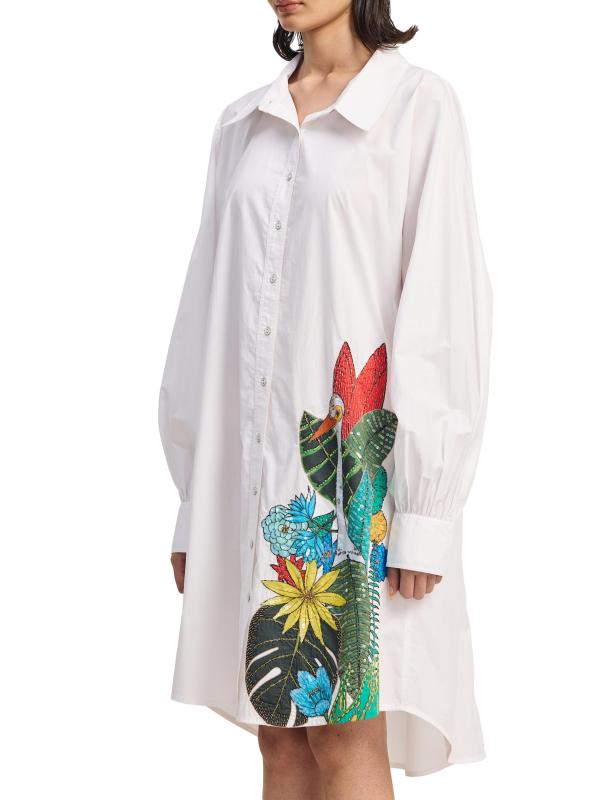 #3: فستان متوسط الطول بنقشة الزهور - أبيض