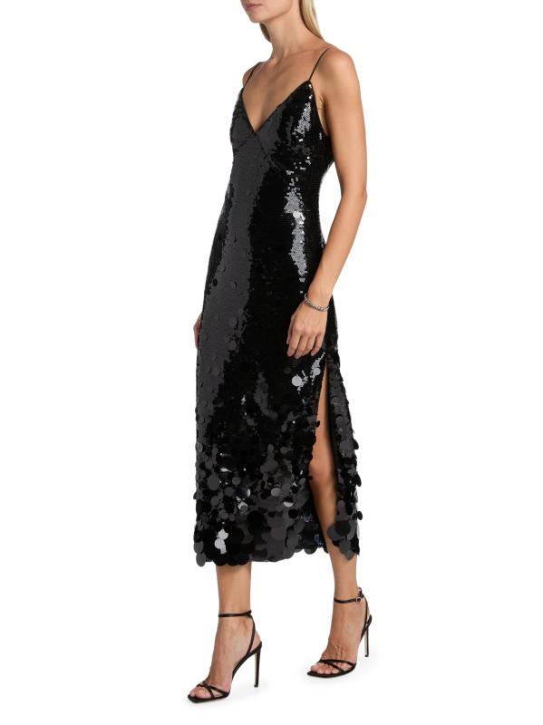 #3: فستان متوسط الطول مزيّن بالترتر من راي - أسود