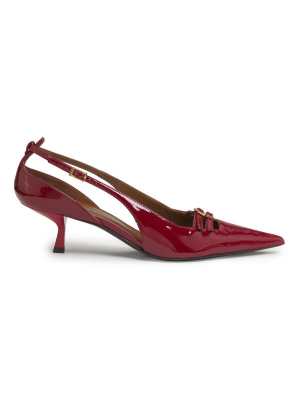 مضخات بكعب القطط من الجلد اللامع مقاس 50 مم