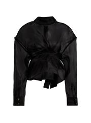 Tシャツ・カットソー Oseree FW24 Black organza silk (ODC143 BLACK) Shop A.W.A.K.E. MODE - Silk Organza Twisted Shirt | Saks