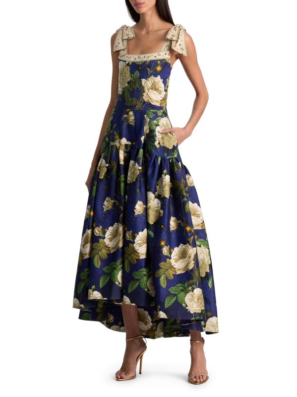 #4: فستان متوسط الطول على شكل حرف A من روزالي فلورال بوستير - توايلايت إيدن