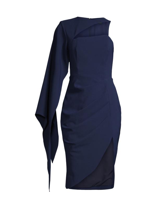 Puff Sleeve Navy Lavish Alice Dress SAMAYA Metallic Velvet Puff