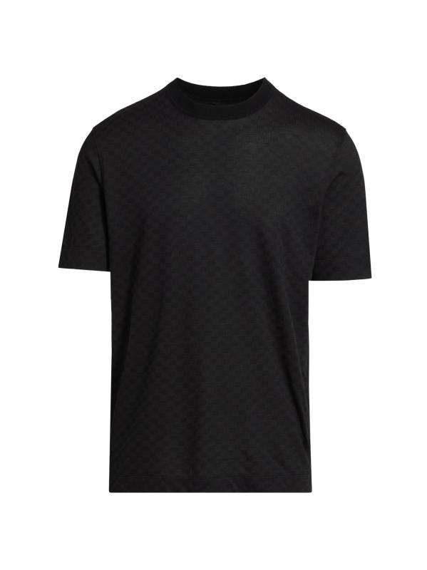 تي شيرت قصير الأكمام من القطن والحرير المربّع