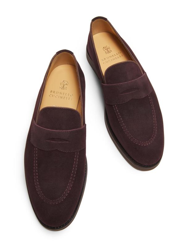 #4: حذاء لوفر من الجلد المدبوغ بخياطة علوية - عنابي اللون