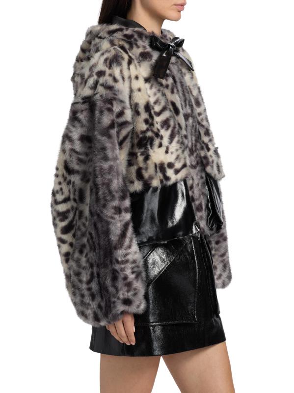 #3: جاكيت Hesse من الفرو الصناعي بنقشة جلد الفهد - نمر أبيض وأسود