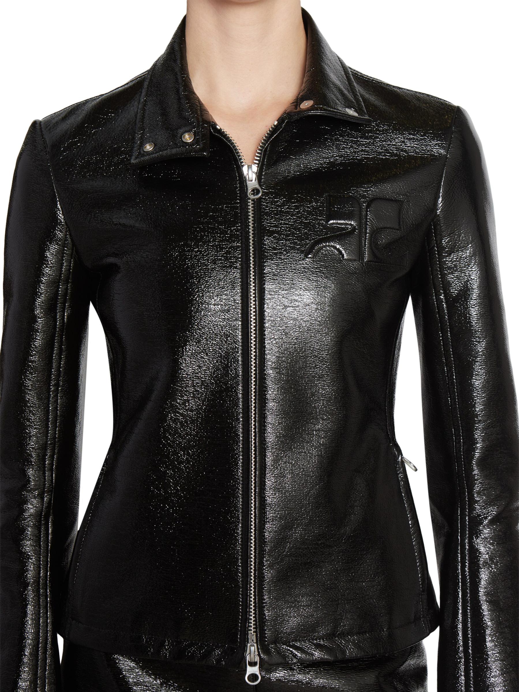 Shop Courreges - Iconic Zipped Vinyl Biker Jacket | Saks
