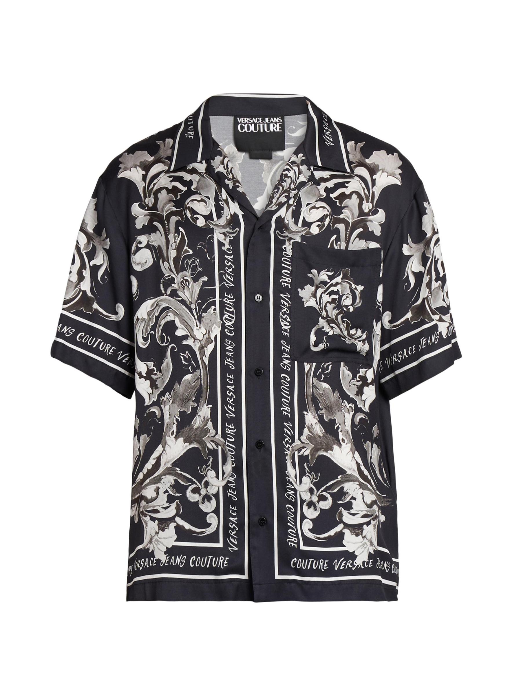 Shop Versace Jeans Couture - Monochromatic Barocco Logo Short-Sleeve  Button-Front Shirt | Saks Fifth Avenue Mexico, image size:1799x2400