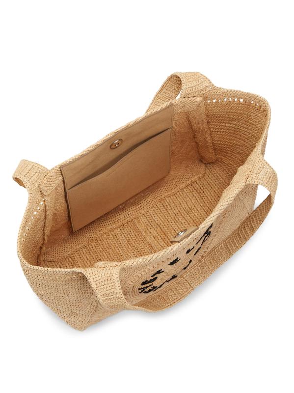 #3: حقيبة يد رافيا من الكروشيه المطرزة بشعار الماركة - طبيعي