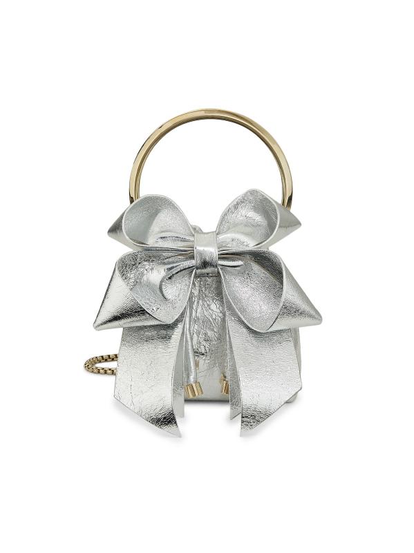 Shop Jimmy Choo - Micro Bon Bon Metallic Top Handle Bag