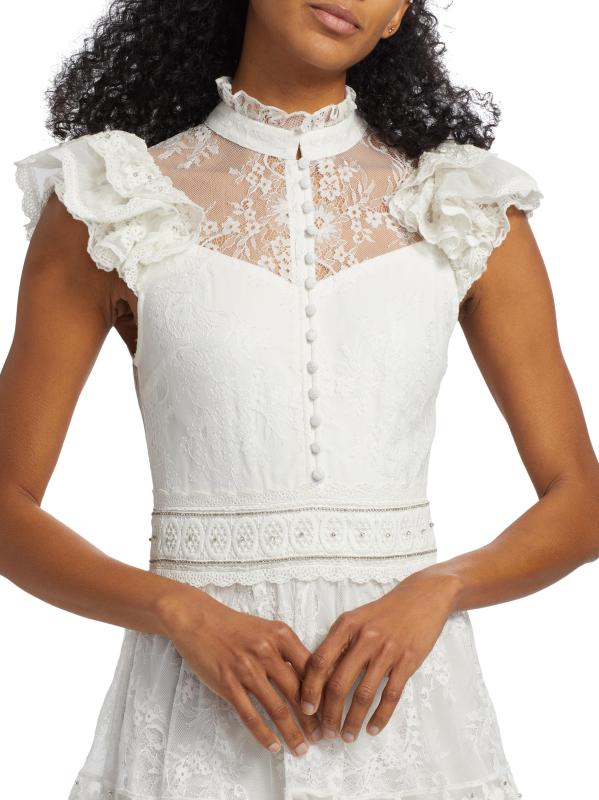 #5: فستان فيرنيتا القصير من الدانتيل المكشكش - أوف وايت