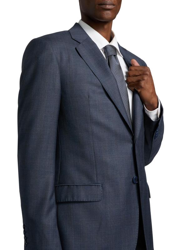 #5: بدلة أحادية الصدر من الصوف المنقوش - اللون الرمادي