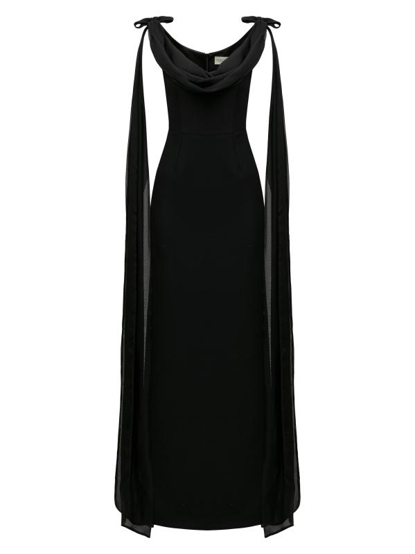 فستان مورتيسيا برقبة على شكل رقبة على شكل قلنسوة